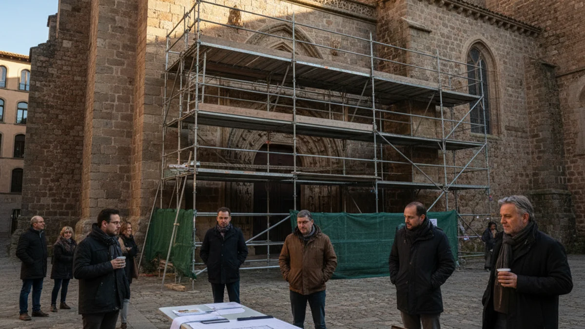 Imatge genèrica de les obres de rehabilitació en un edifici històric de pedra.
