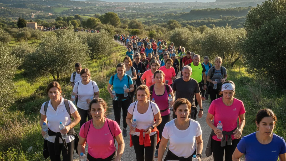 Imagen genérica de participantes en una marcha solidaria por las Vías Verdes.