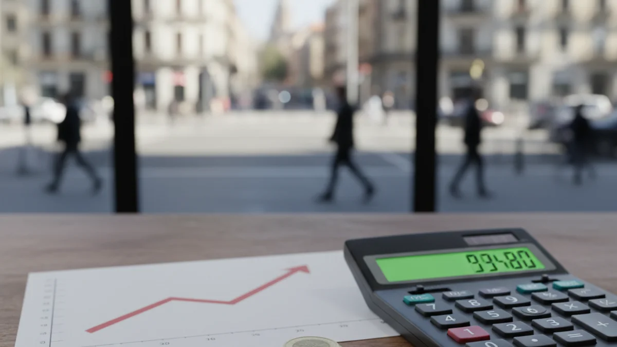 Imatge genèrica d'una calculadora i monedes sobre una taula representant l'economia domèstica.