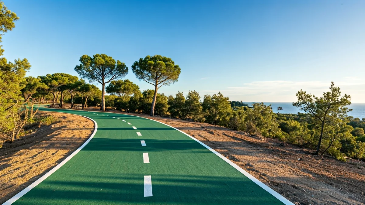 Generic image of a greenway section with trees and coastal views.
