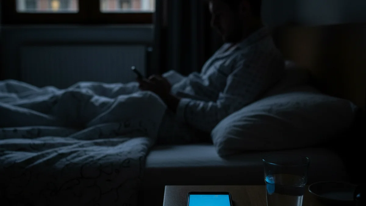 Imatge genèrica d'un telèfon mòbil il·luminant una habitació fosca durant la nit.