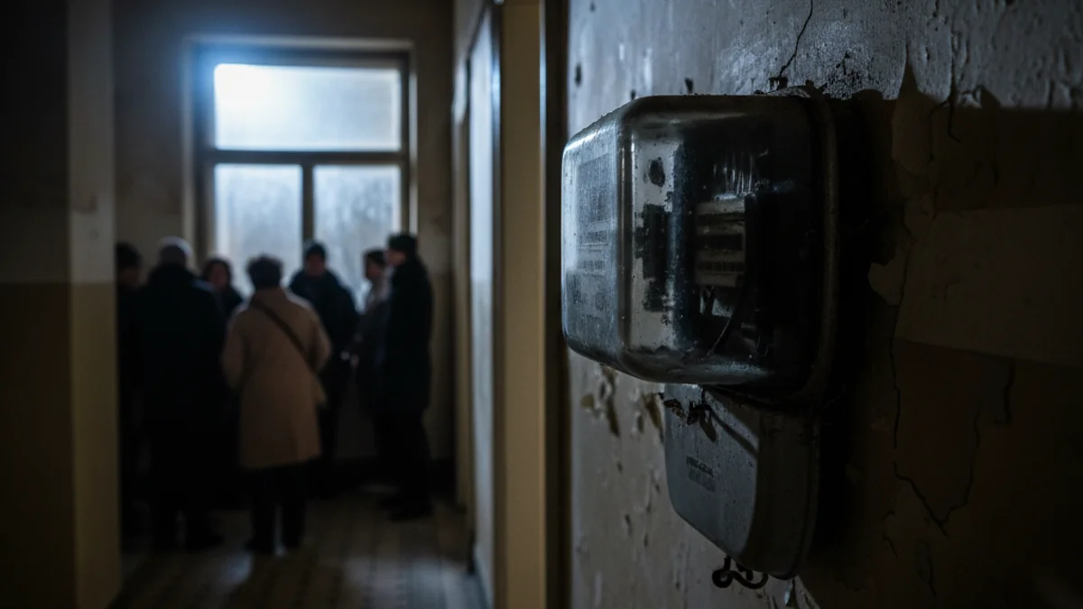 Imatge genèrica d'un comptador elèctric en un replà fosc d'un edifici d'habitatges.