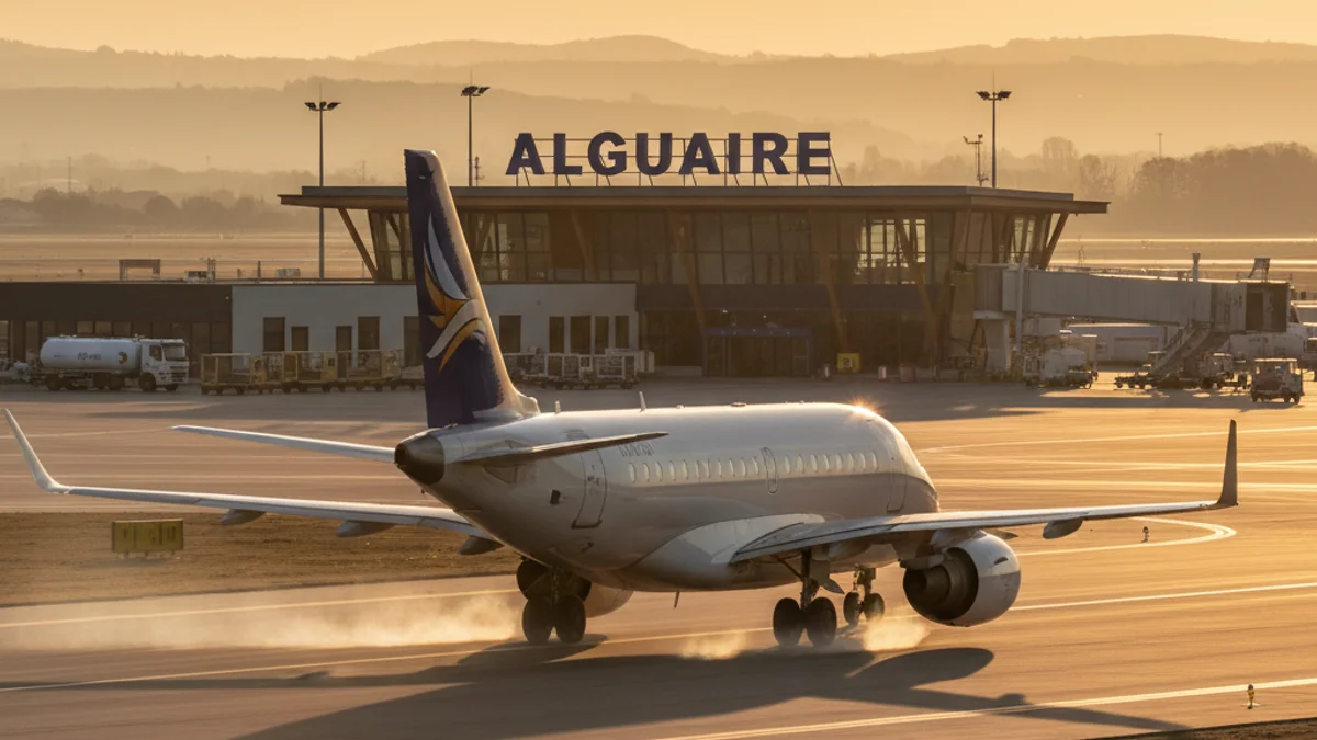 Imatge genèrica d'un avió comercial a la pista d'enlairament d'un aeroport regional.