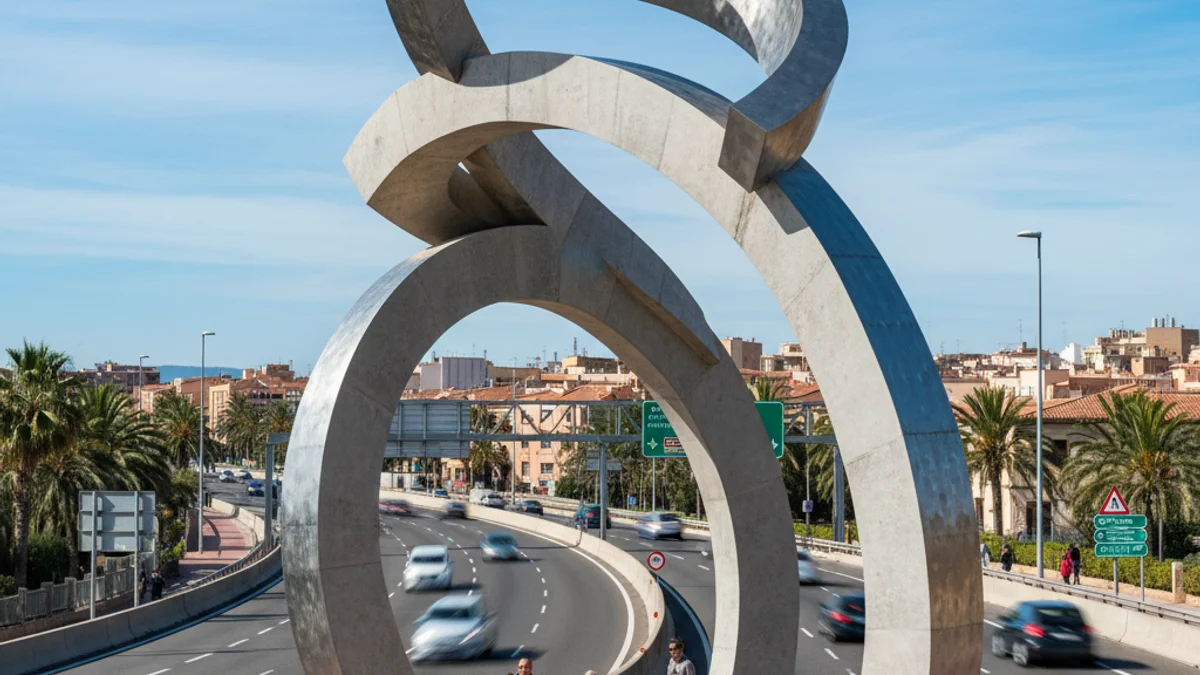 Imatge genèrica d'una escultura de benvinguda situada a l'entrada d'un municipi.