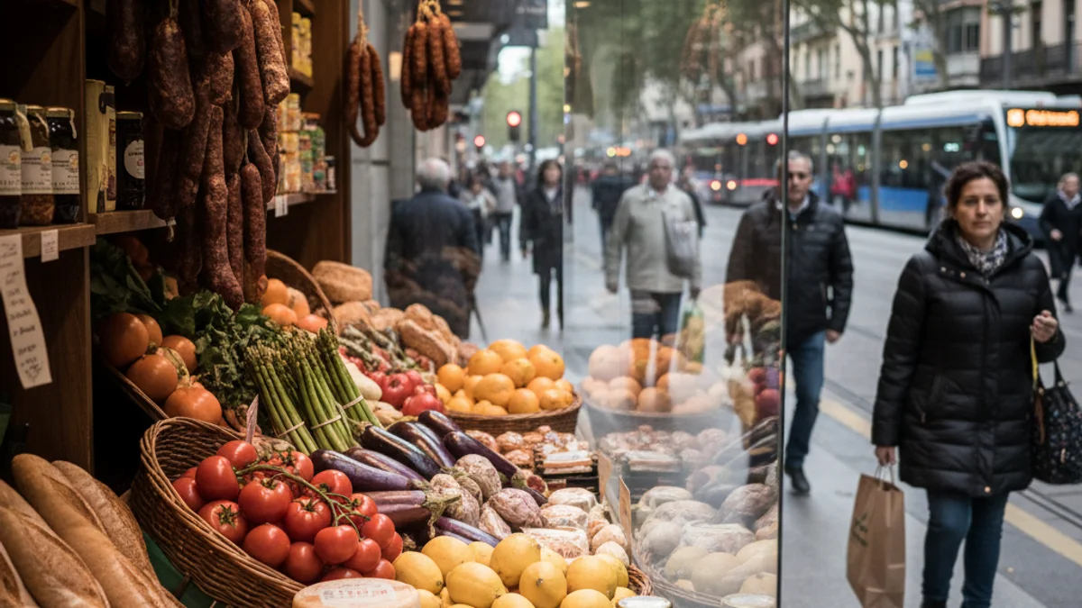 Generic image of a traditional grocery store storefront in an urban commercial area.
