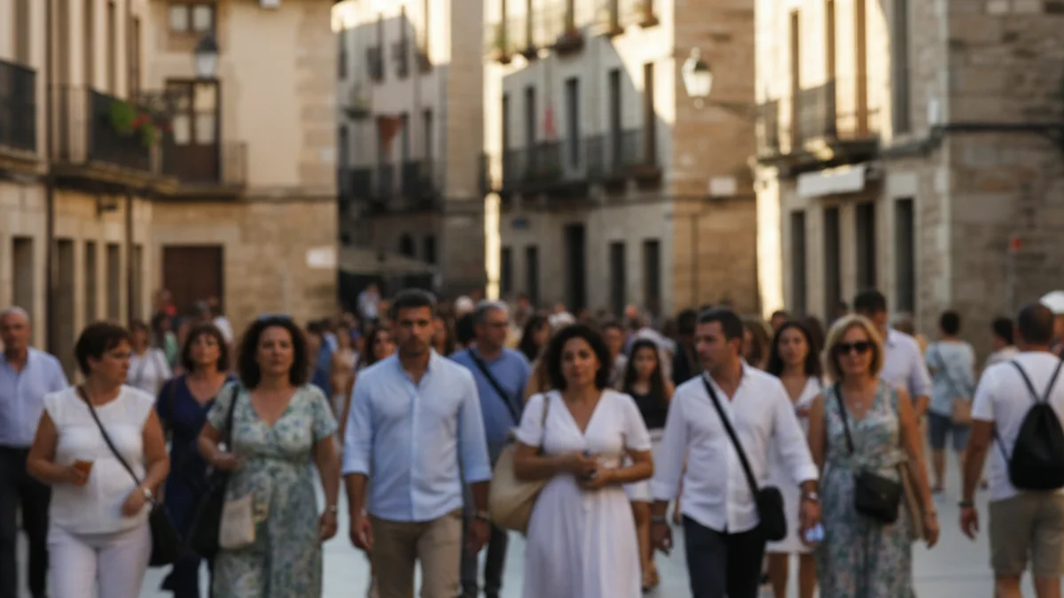 Generic image of a diverse crowd walking through a public urban space.