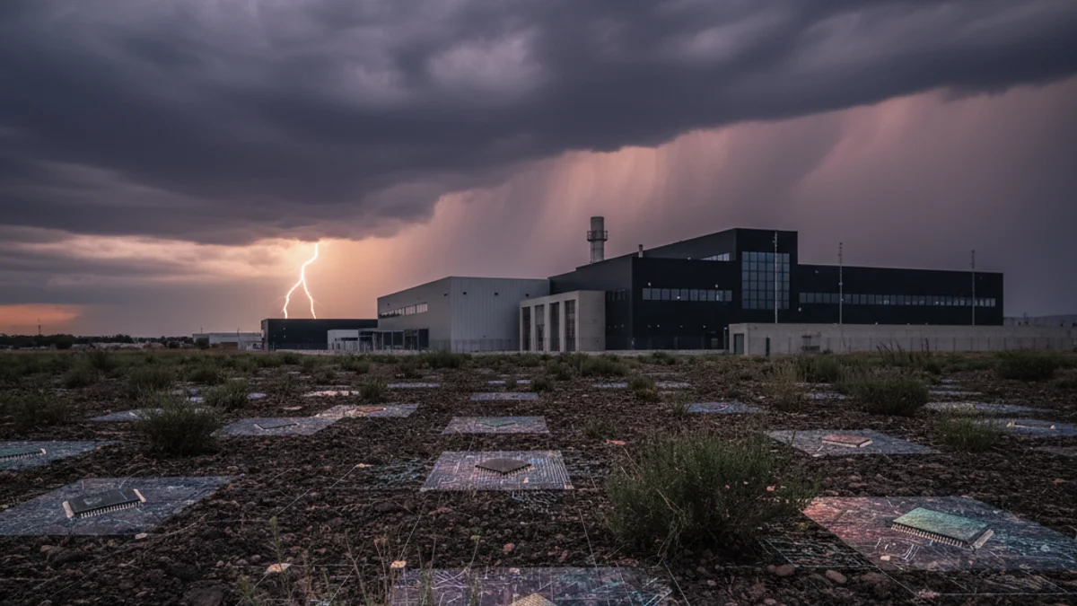 Imagen genérica de una oblea de silicio representando la producción de semiconductores en un entorno industrial.