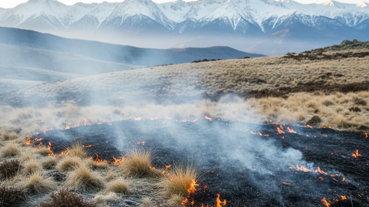 Imagen genérica de una quema controlada de vegetación en una zona de montaña para la regeneración de pastos.