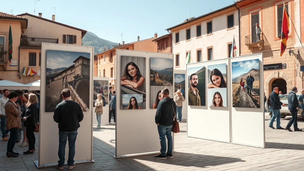 Imatge genèrica d'una exposició de fotografia a l'aire lliure en un espai públic.