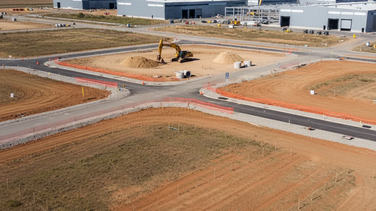 Generic image of industrial land prepared for the construction of new warehouses.