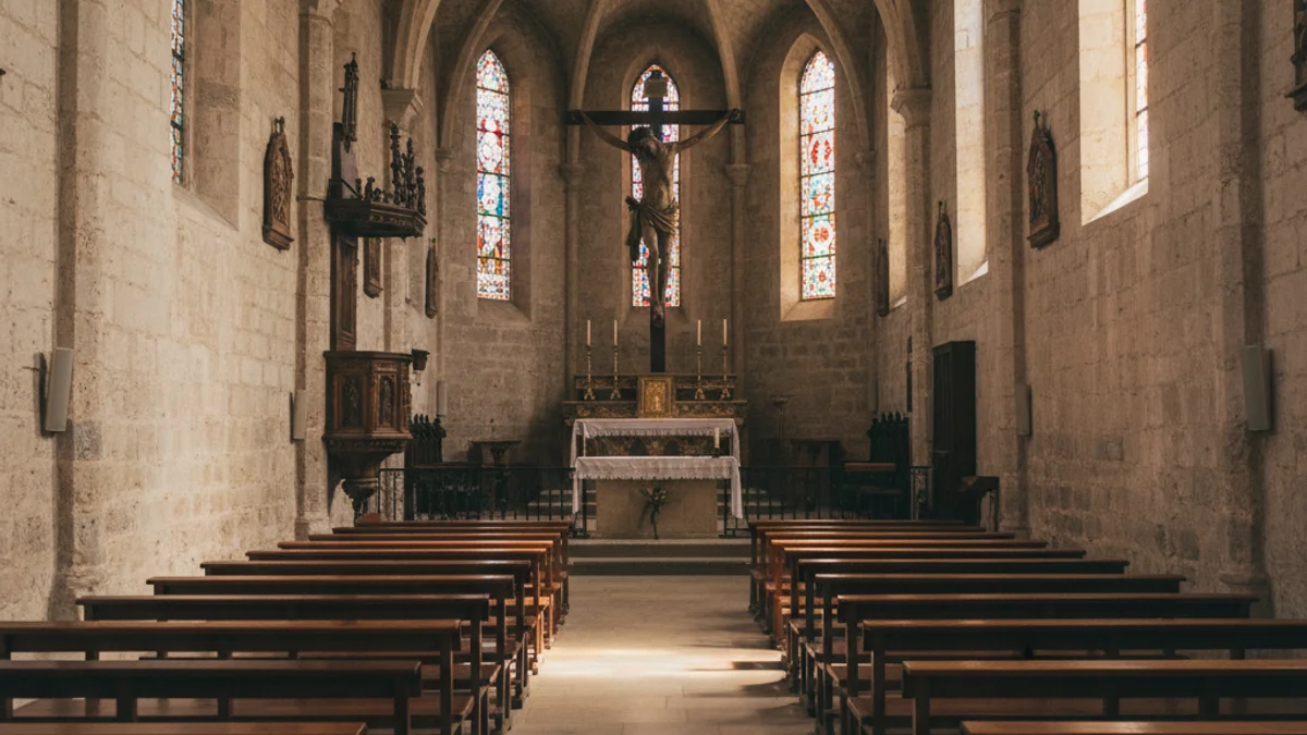 Imatge genèrica de l'interior d'un temple religiós durant una celebració solemne.