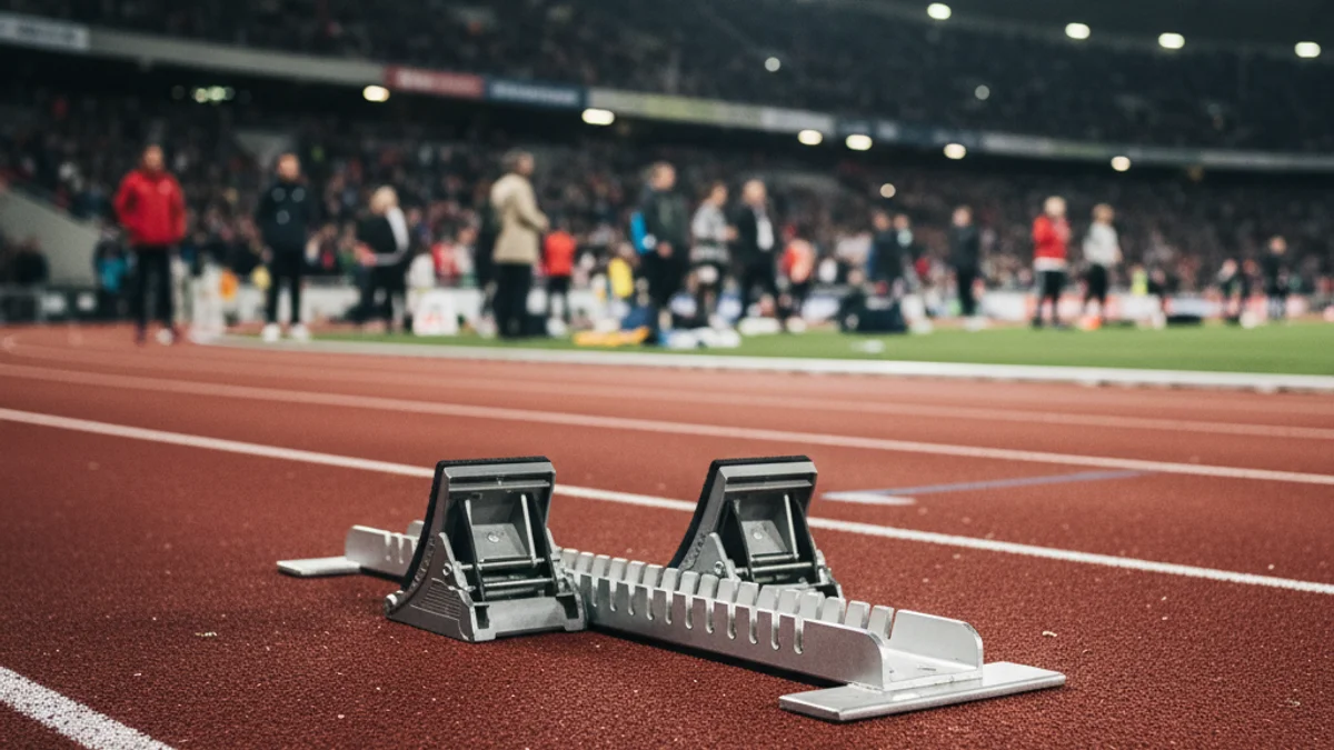 Generic image of starting blocks on an athletics track.