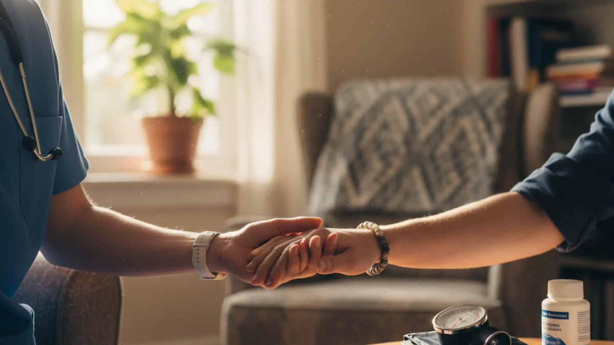 Imatge genèrica d'una visita mèdica a domicili per a l'atenció de pacients crònics.