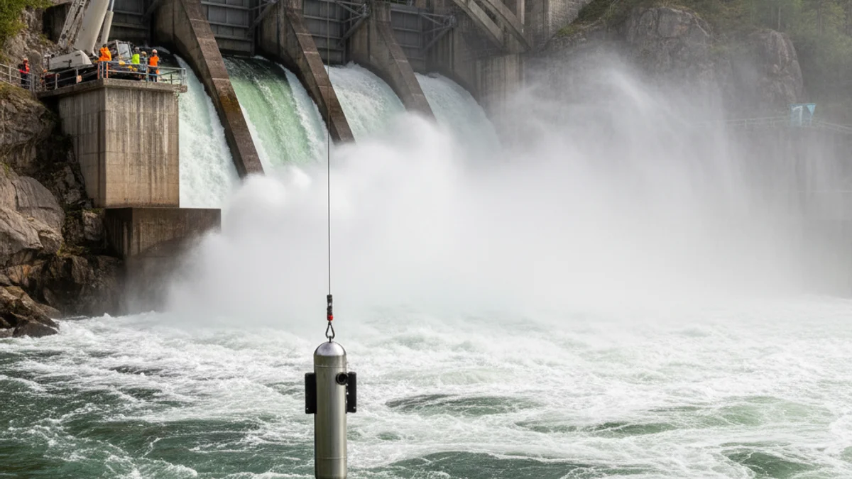 Imatge genèrica de l'alliberament d'aigua en un embassament per a la gestió de sediments.