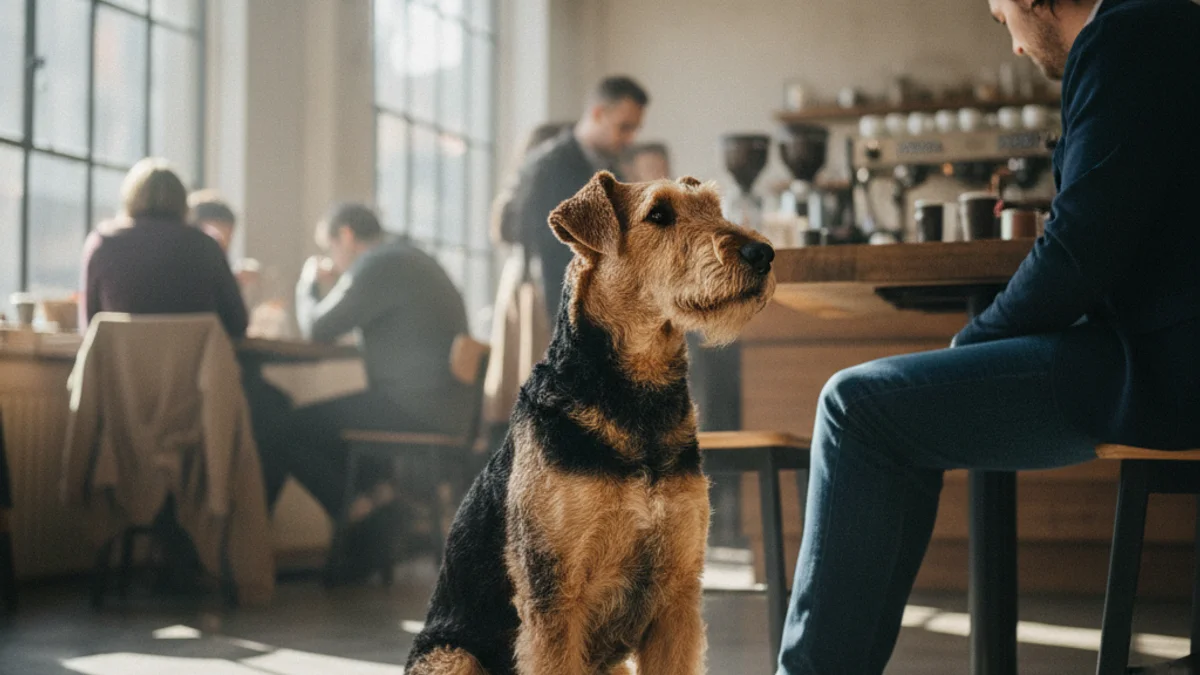 Imagen genérica de un perro sentado tranquilamente en un espacio público compartido.