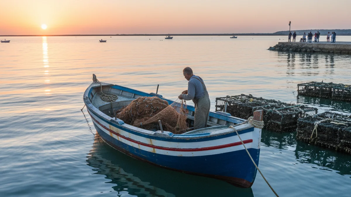 Imatge genèrica d'una embarcació de pesca tradicional navegant per les aigües del Delta de l'Ebre.