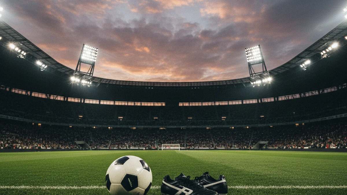 Imagen genérica de un campo de fútbol iluminado antes de un partido oficial.