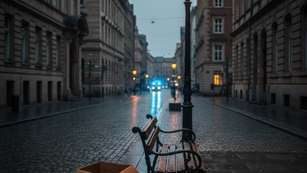 Imagen genérica de una calle vacía por la noche que simboliza la soledad del sinhogarismo.