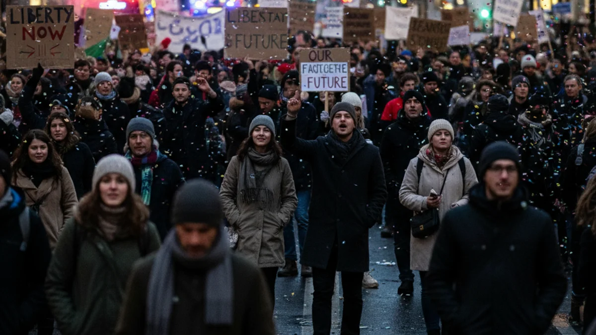 Imatge genèrica d'una concentració de protesta al carrer durant la tarda.