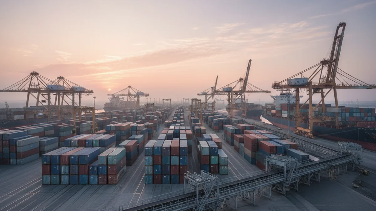 Imatge genèrica de contenidors de càrrega en un port comercial industrial.