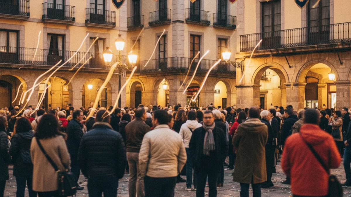 Imatge genèrica d'una concentració festiva i reivindicativa en una plaça pública.
