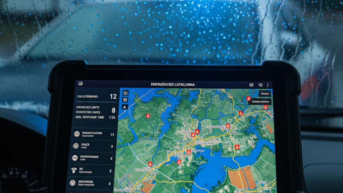 Imatge genèrica d'una pantalla de control d'emergències amb dades estadístiques.