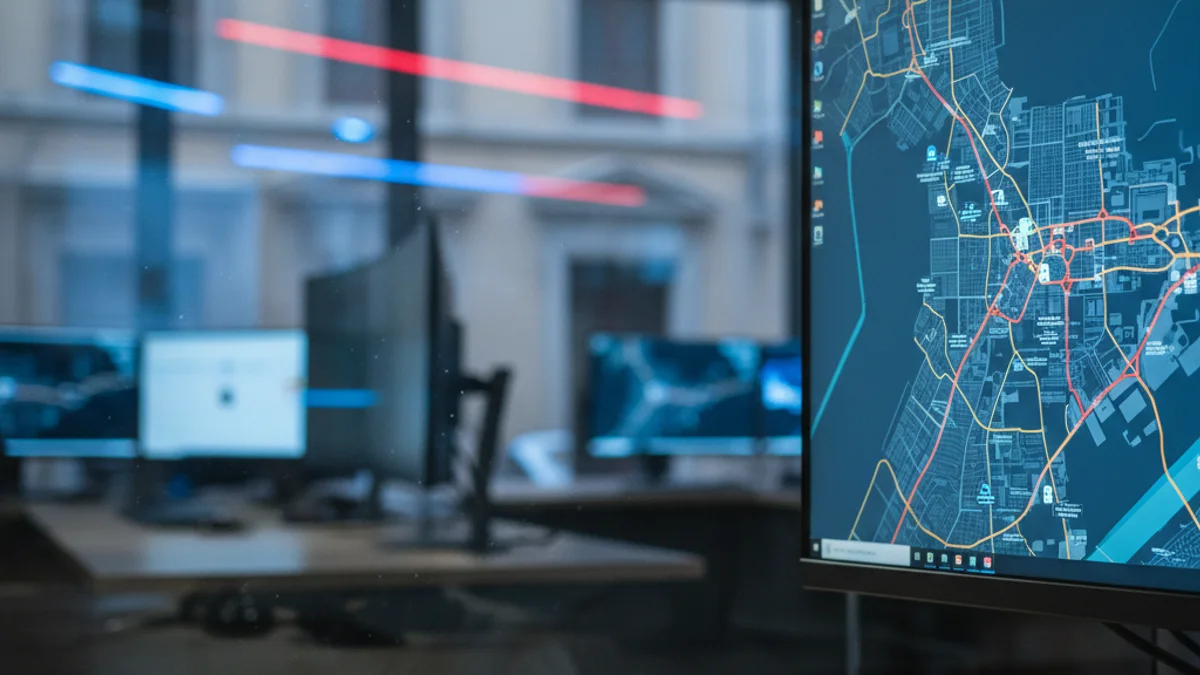 Imagen genérica de un centro de coordinación de emergencias con pantallas y auriculares.