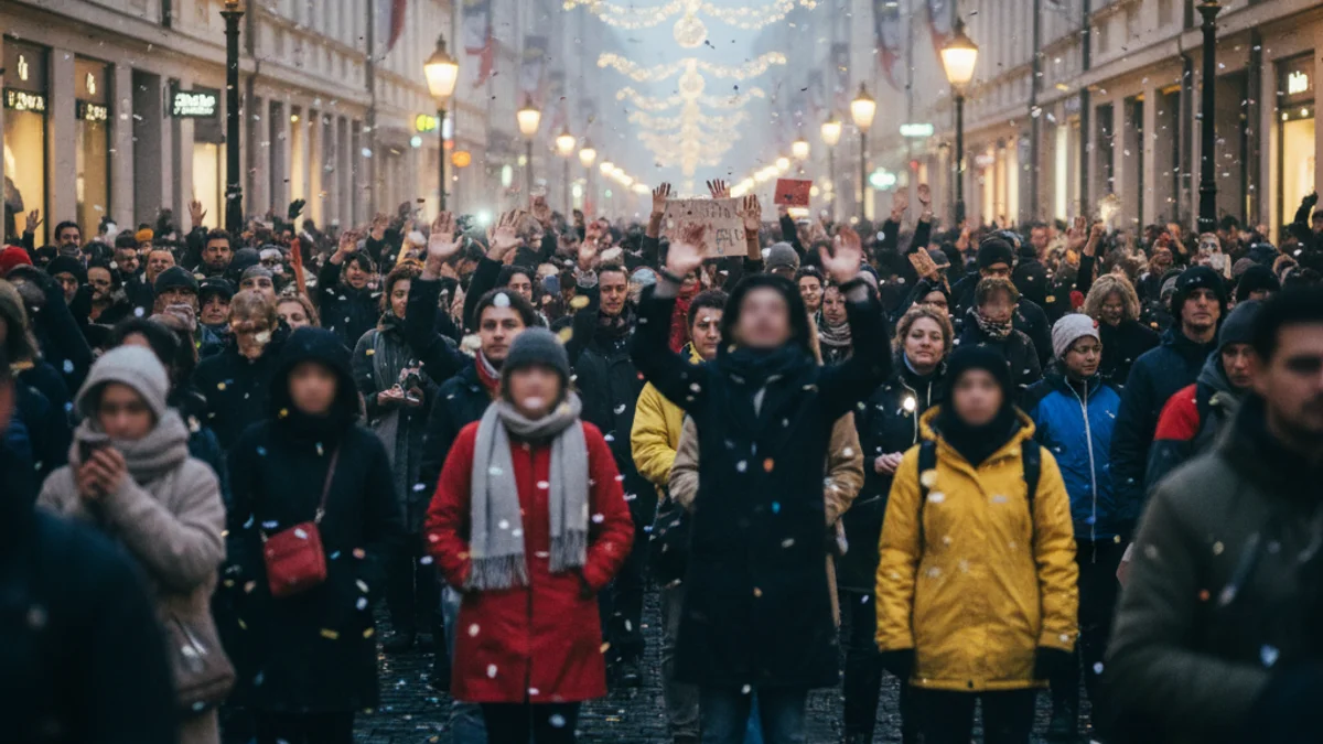Generic image of a crowd during an 8M protest day.