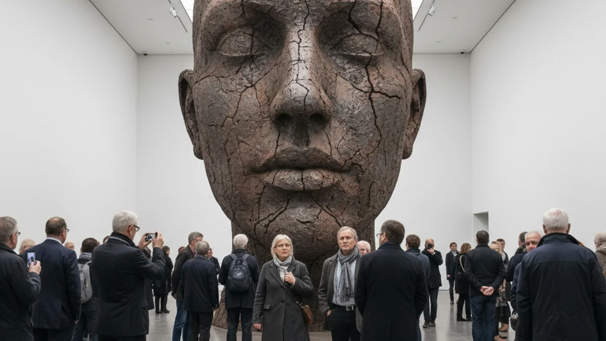 Imagen genérica de una escultura de gran formato hecha de hierro oxidado en una galería de arte.