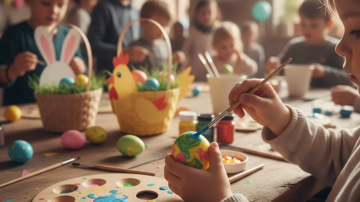 Imagen genérica de unos niños decorando huevos de Pascua en un taller infantil.