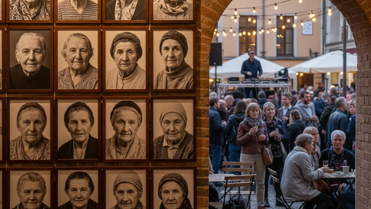 Generic image of a photographic exhibition dedicated to elderly women in a cultural space.