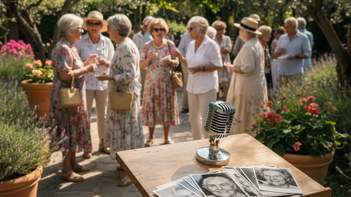 Imagen genérica de un acto institucional al aire libre con un micrófono y público de fondo.