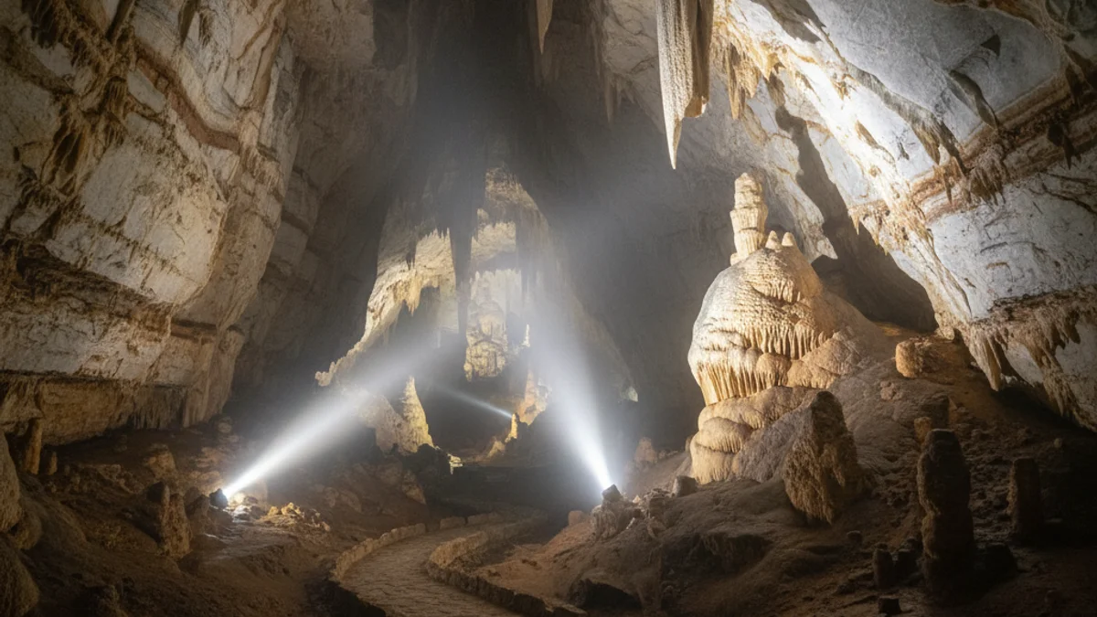 Imagen genérica del interior de una cueva con formaciones rocosas iluminadas.