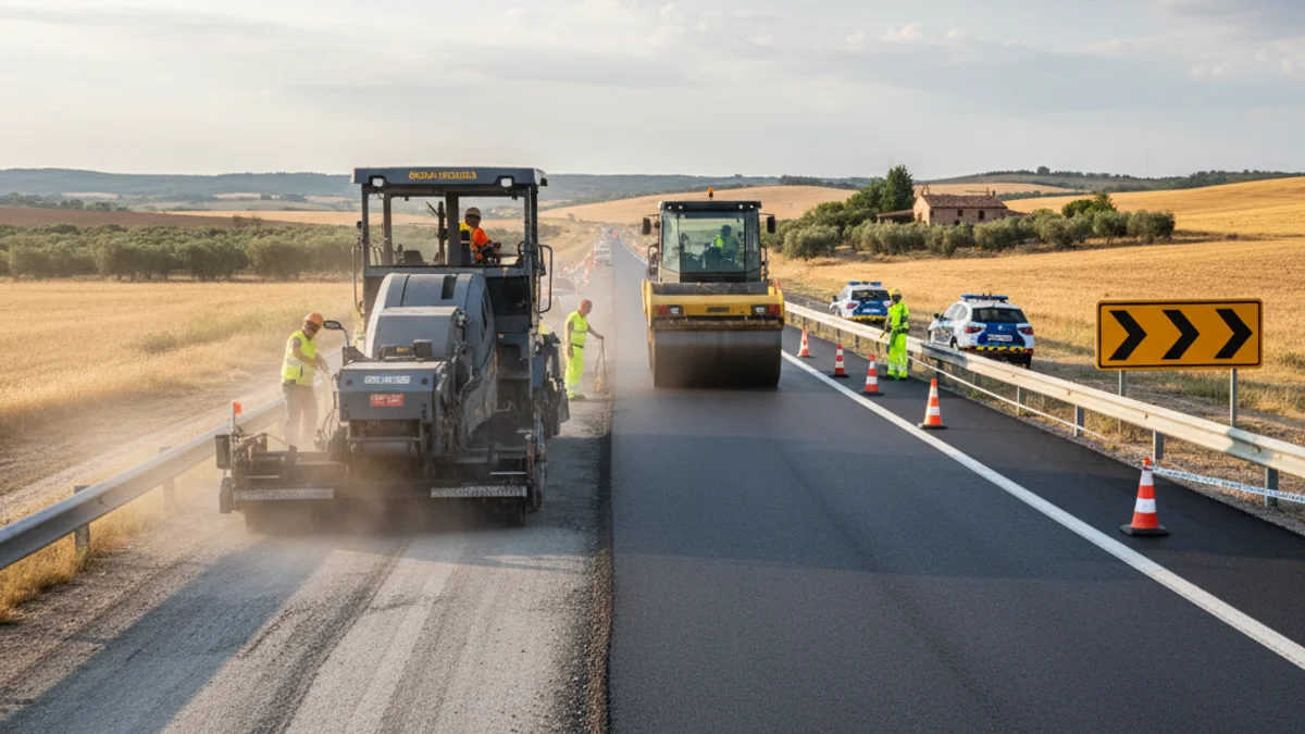 Generic image of heavy machinery working on highway pavement repair.