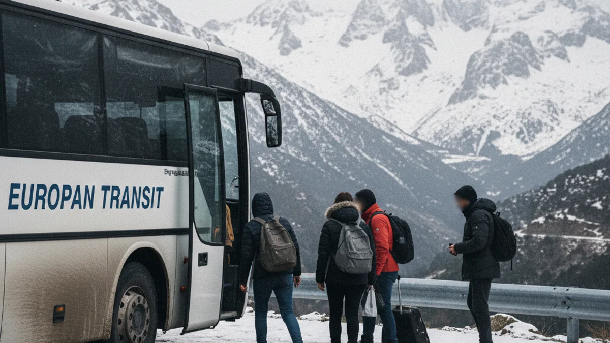 Imatge genèrica d'un autobús interurbà circulant per una carretera de muntanya al Pirineu.