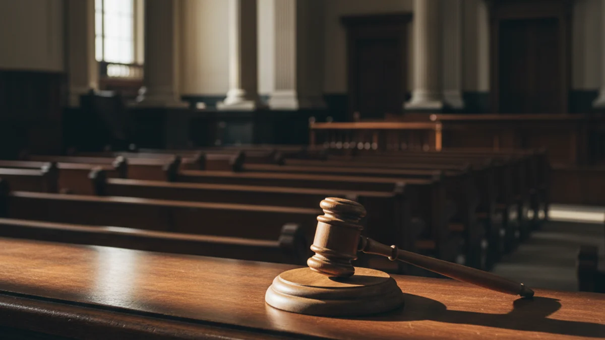 Generic image of a wooden gavel in a courtroom setting.