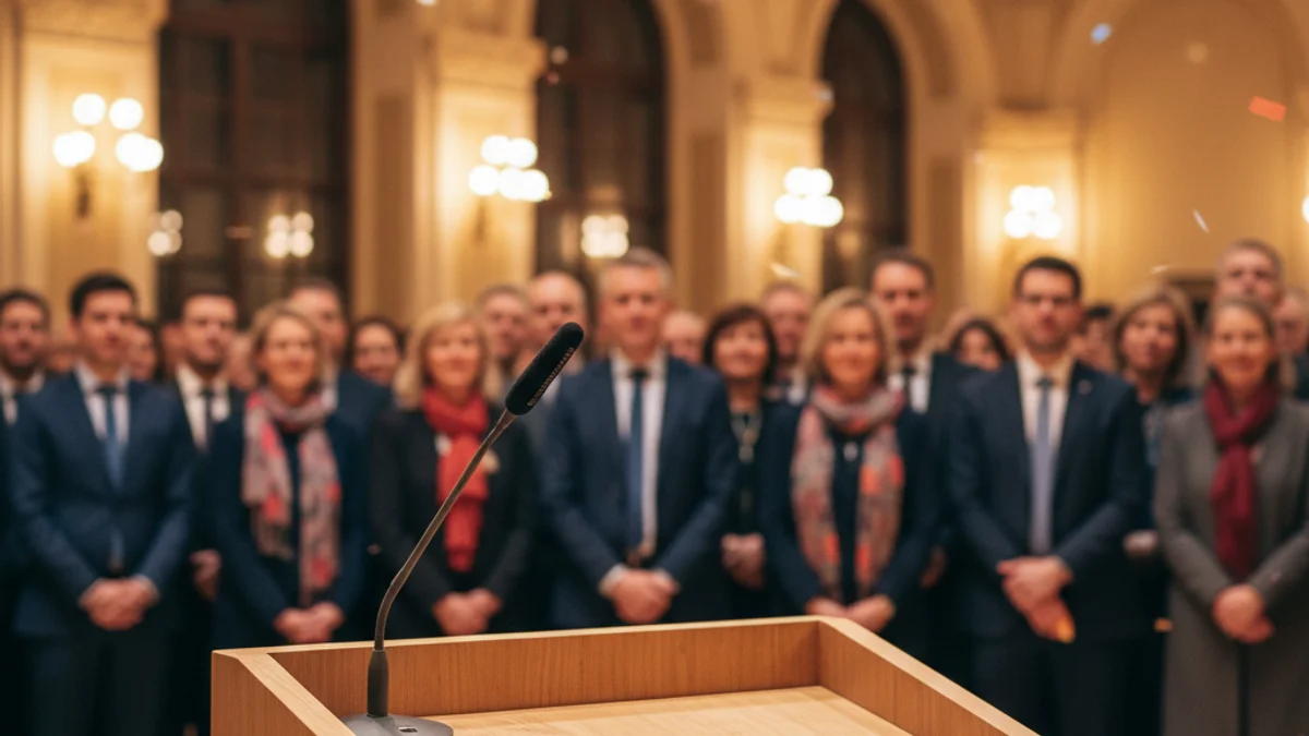 Imagen genérica de un acto de entrega de premios en una sala con público.