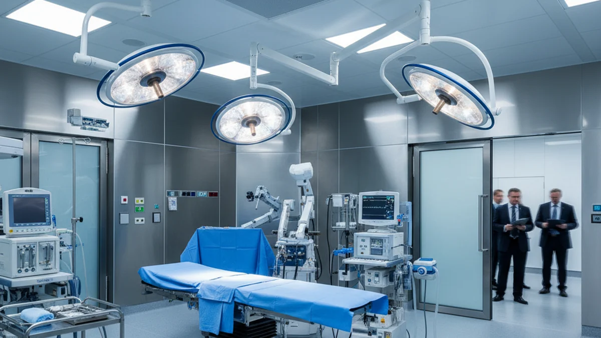 Imatge genèrica d'un bloc quirúrgic d'alta tecnologia amb il·luminació hospitalària.