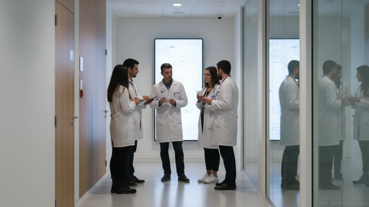 Imagen genérica del interior de un centro sanitario con profesionales de la salud.