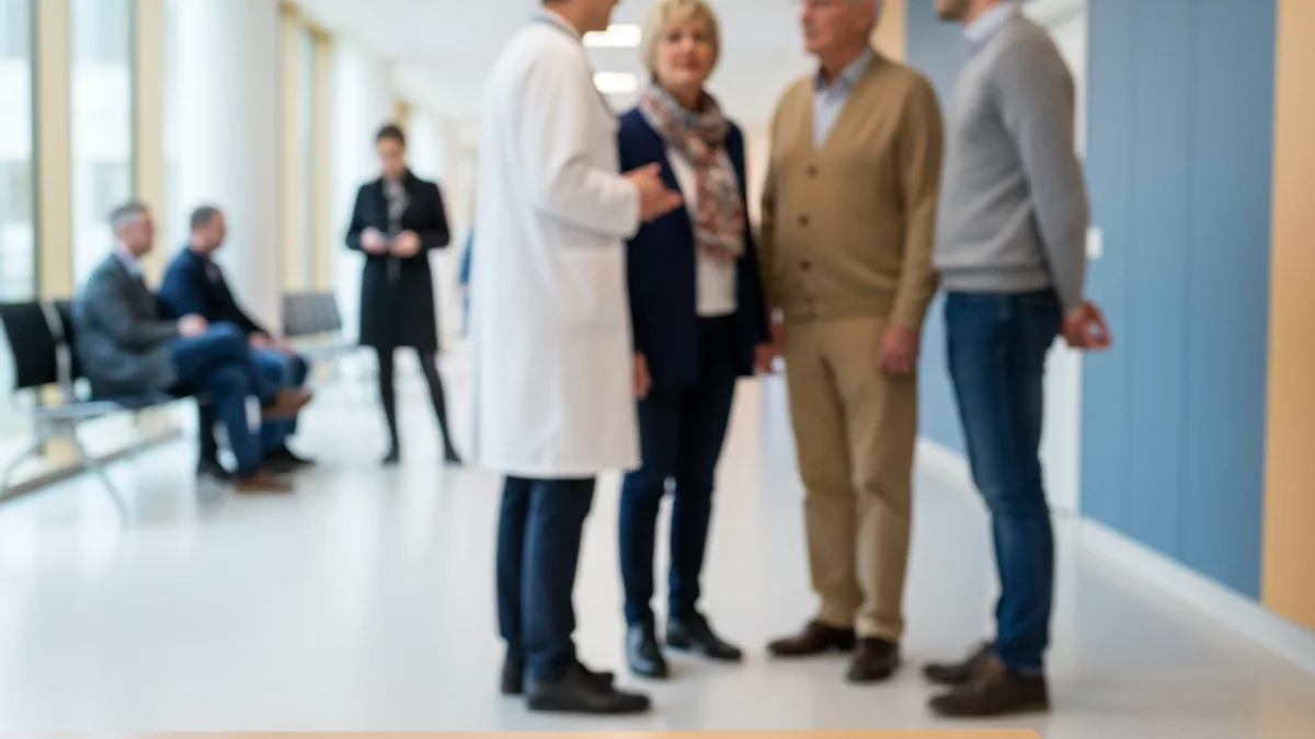 Imatge genèrica d'un fullet informatiu en un entorn hospitalari amb personal sanitari al fons.