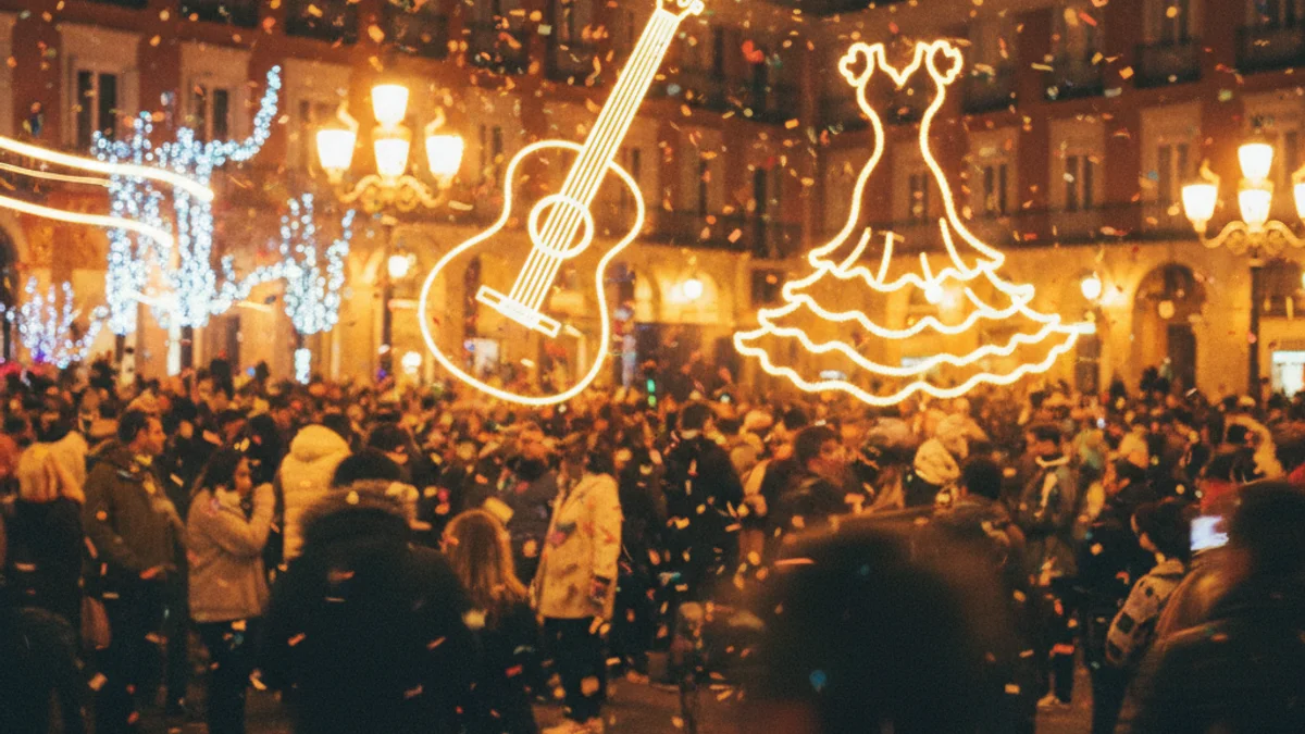Imatge genèrica d'una celebració cultural al carrer amb elements de flamenc.