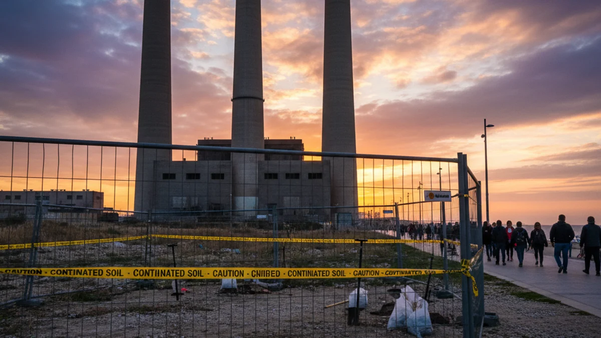 Imatge genèrica de les Tres Xemeneies del Besòs amb un tancat perimetral.