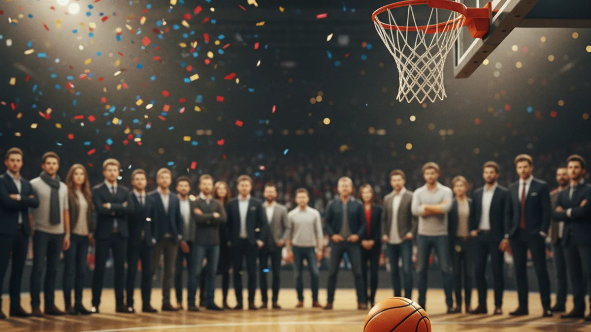Generic image of a basketball on a wooden court after a school final.