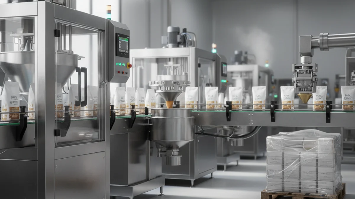 Imatge genèrica d'una línia de producció i envasament de la indústria alimentària.