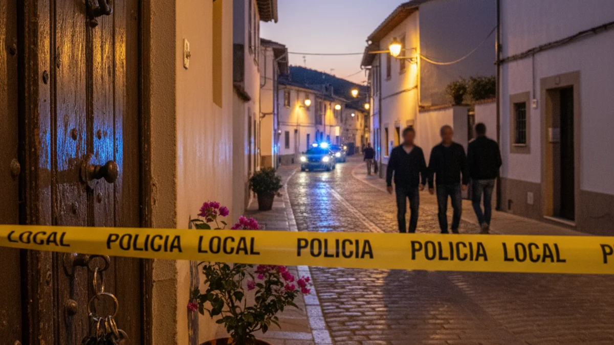 Generic image of a police intervention in a residential street with emergency lights.