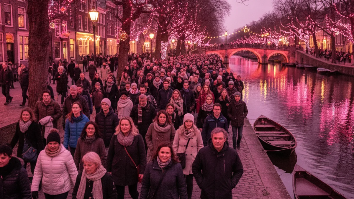 Generic image of a pink wave of participants in a charity race by the river.
