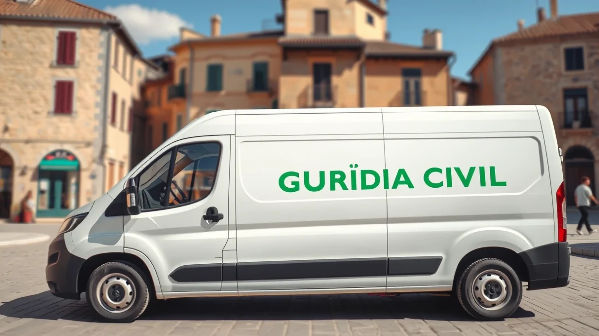 Imatge genèrica d'una unitat mòbil de la Guàrdia Civil estacionada per a tràmits administratius.