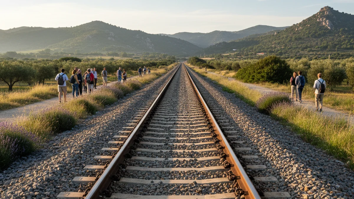 Imatge genèrica d'unes vies de tren que travessen un paisatge natural.