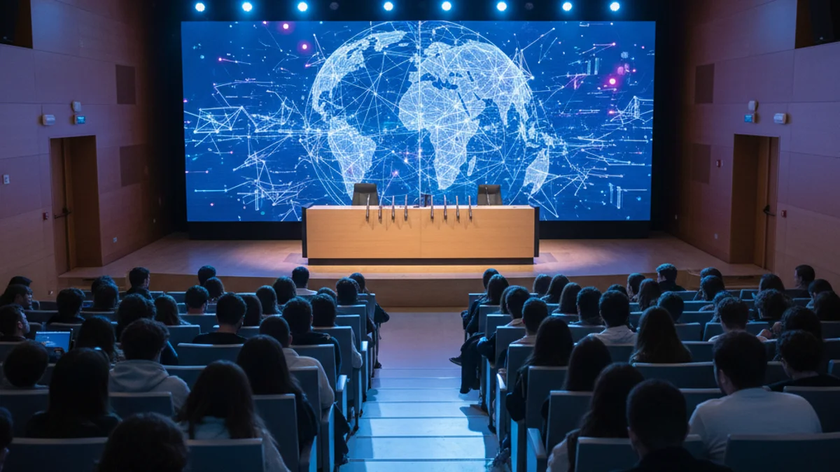 Imatge genèrica d'una conferència sobre emprenedoria digital en un centre educatiu.