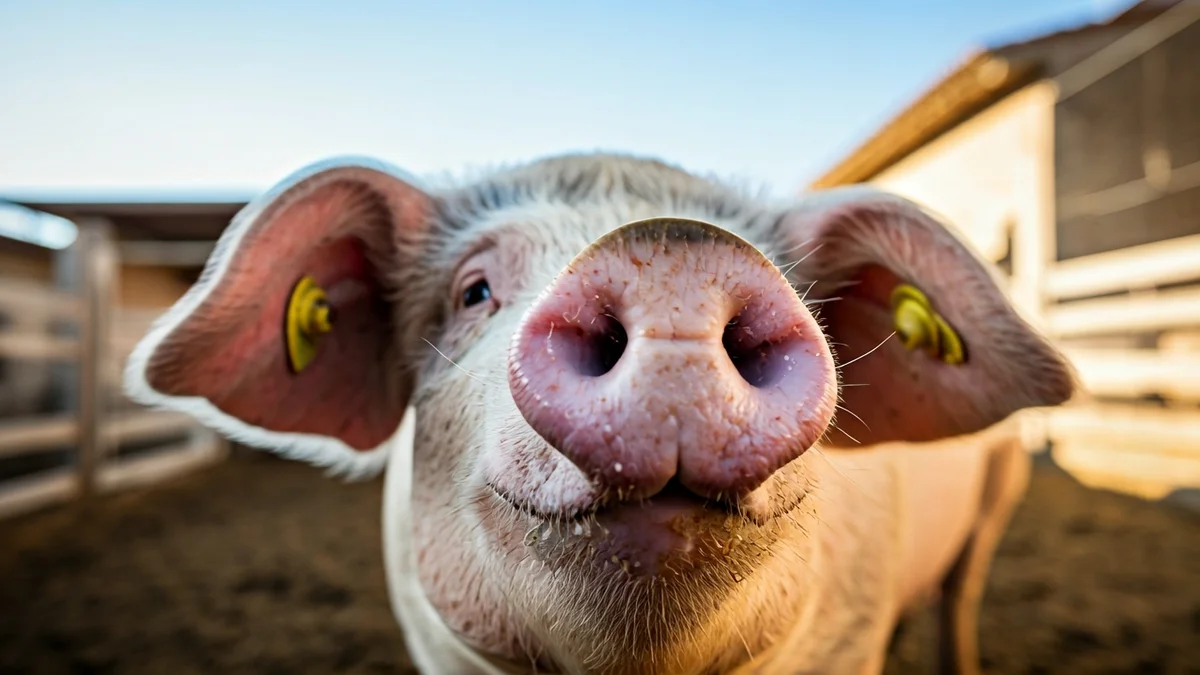 Imatge genèrica d'un porc en una granja moderna, simbolitzant la producció ramadera.